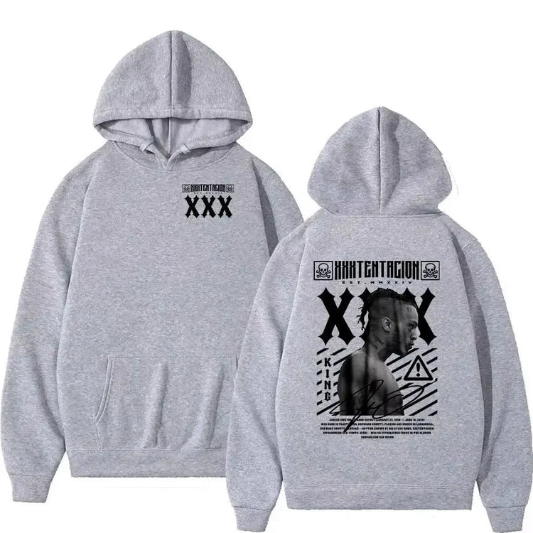 2026 New Gothic Punk Retro XXXTentacion Printed Hoodie Men Women Hip Hop Oversized Long Sleeve Streetwear Pullover Sweatshirt