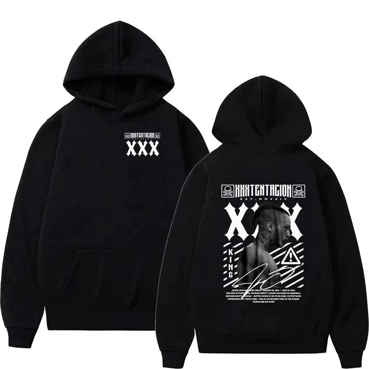 2026 New Gothic Punk Retro XXXTentacion Printed Hoodie Men Women Hip Hop Oversized Long Sleeve Streetwear Pullover Sweatshirt