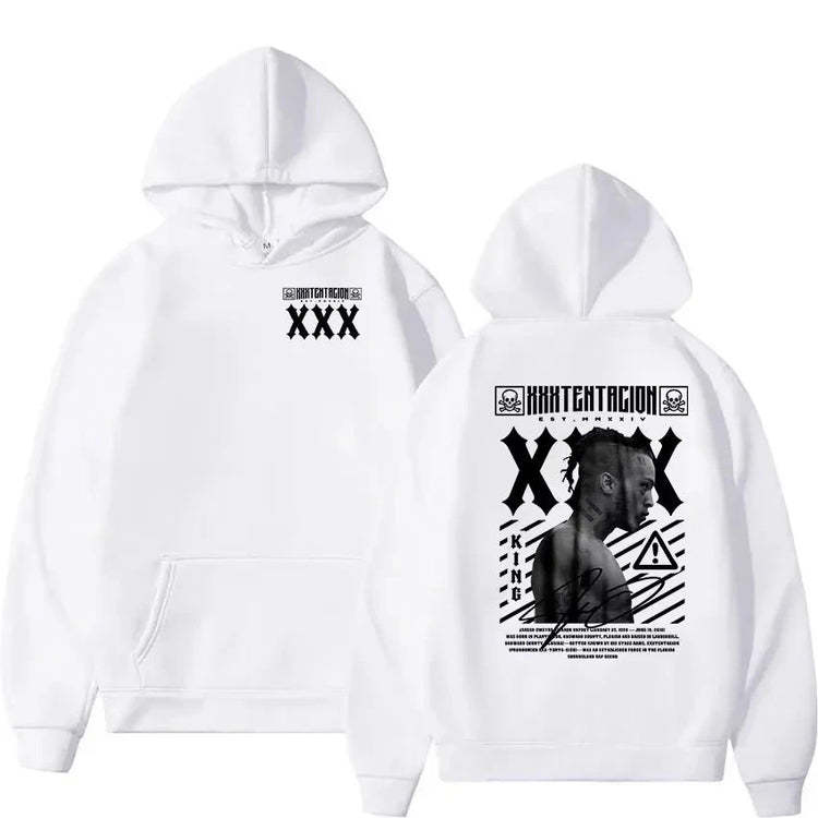 2026 New Gothic Punk Retro XXXTentacion Printed Hoodie Men Women Hip Hop Oversized Long Sleeve Streetwear Pullover Sweatshirt